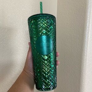 Starbucks Green Emerald Textured Tumbler with Straw NEW